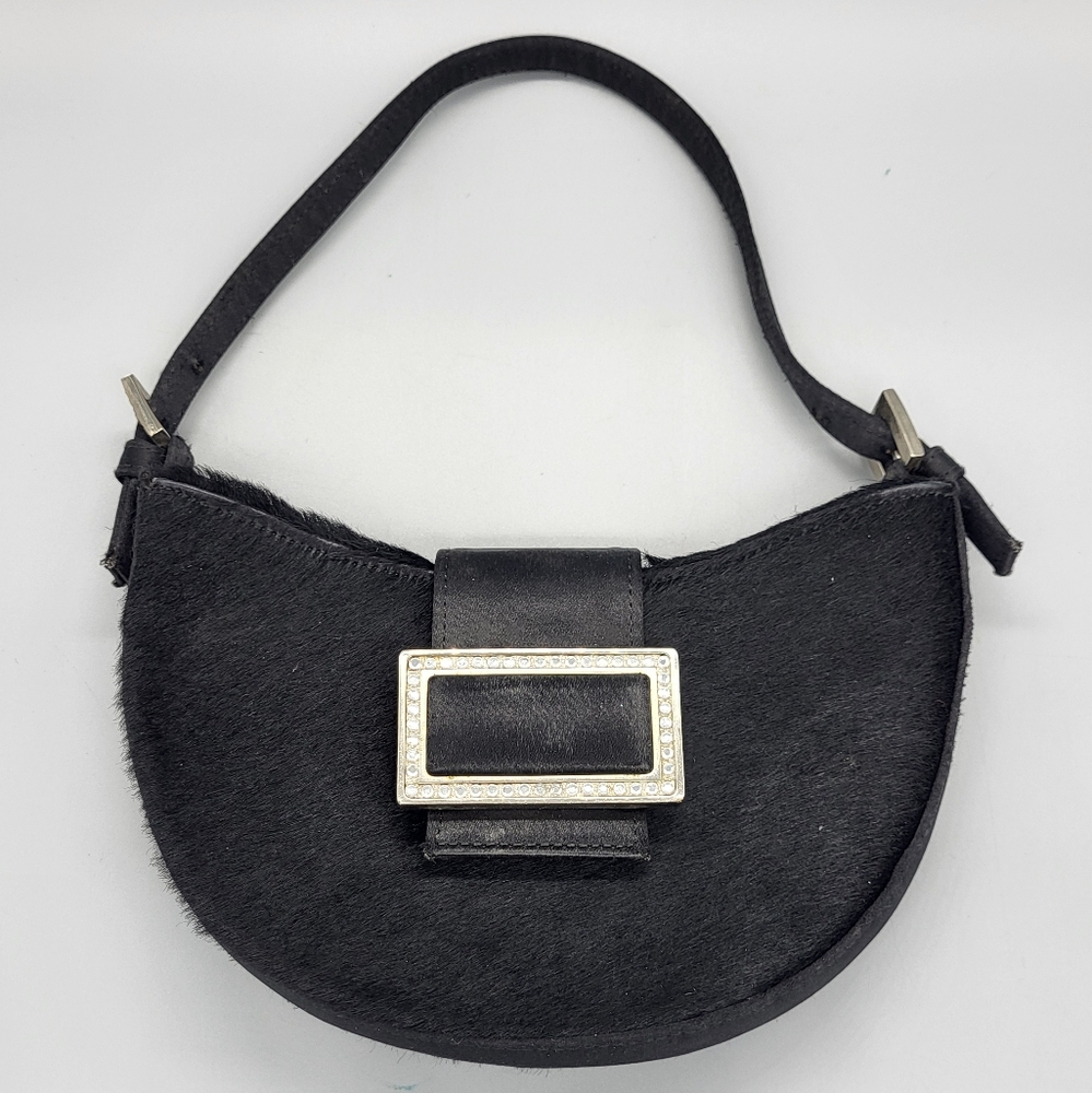 Stuart Weitzman 90s Calf-hair Satin Crystal Detail Mini Bag